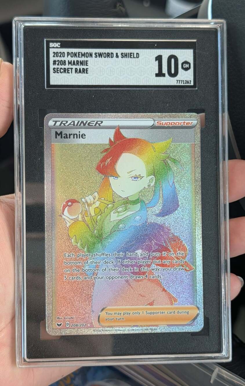 Pokemon 2020 Sword & Shield Marnie #208 Secret Rare SGC 10